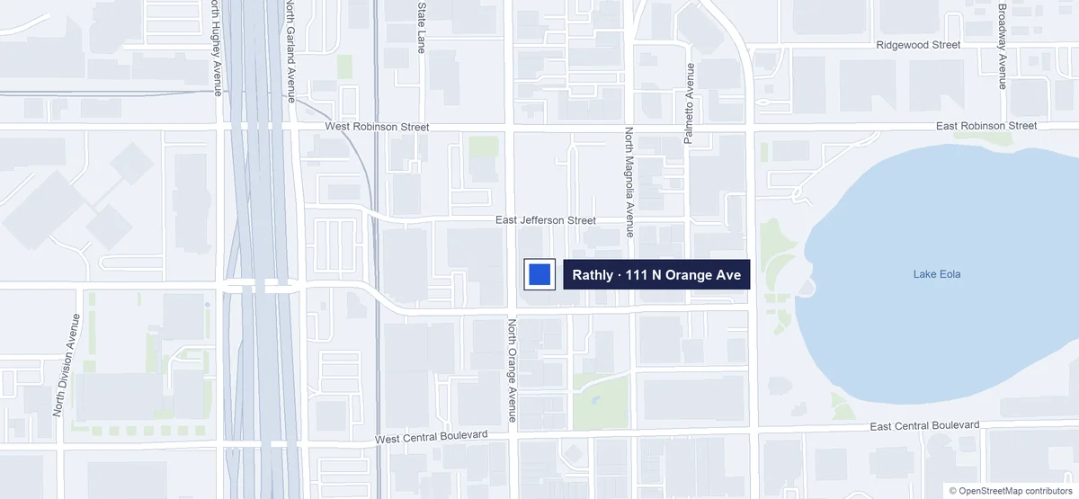 Map of the Rathly Orlando office at 111 N Orange Ave